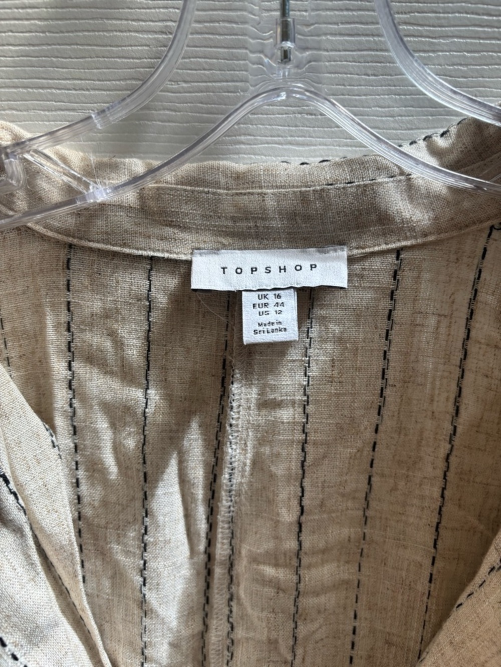 ASOS Topshop Linen button down romper in natural stripe, Size 12,NWT SEE NOTES - Picture 5 of 8